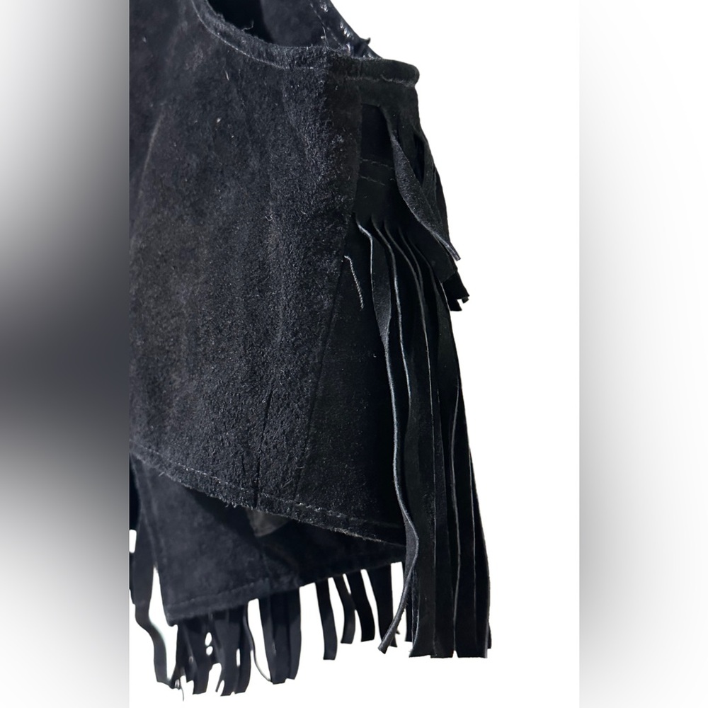 TWENTYONE Vintage Fringe Suede Leather Vest BoHo hippie unisex medium 16 1/2 pit - Picture 4 of 11